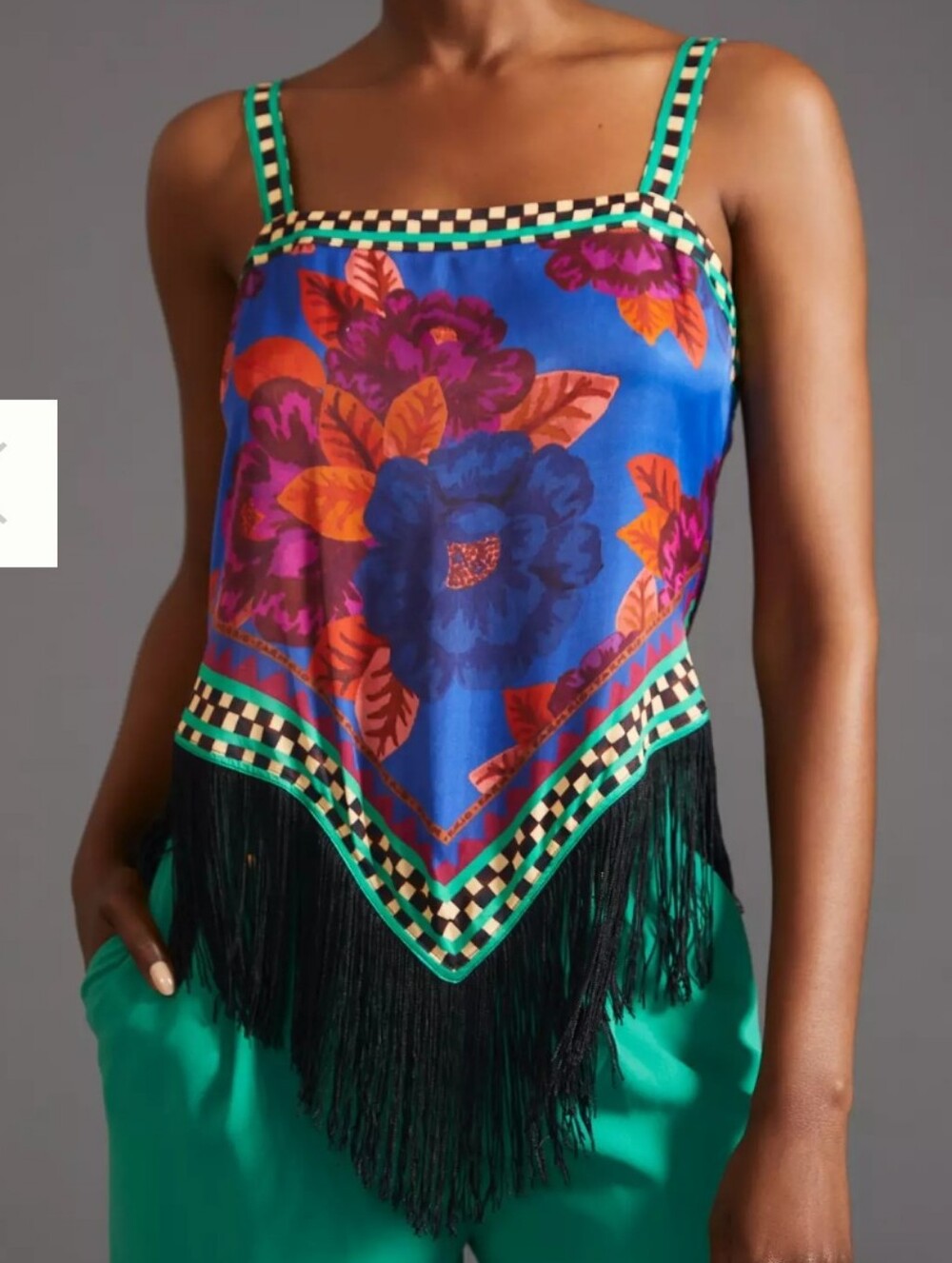 Farm Rio Fringed Tank Top Size Large